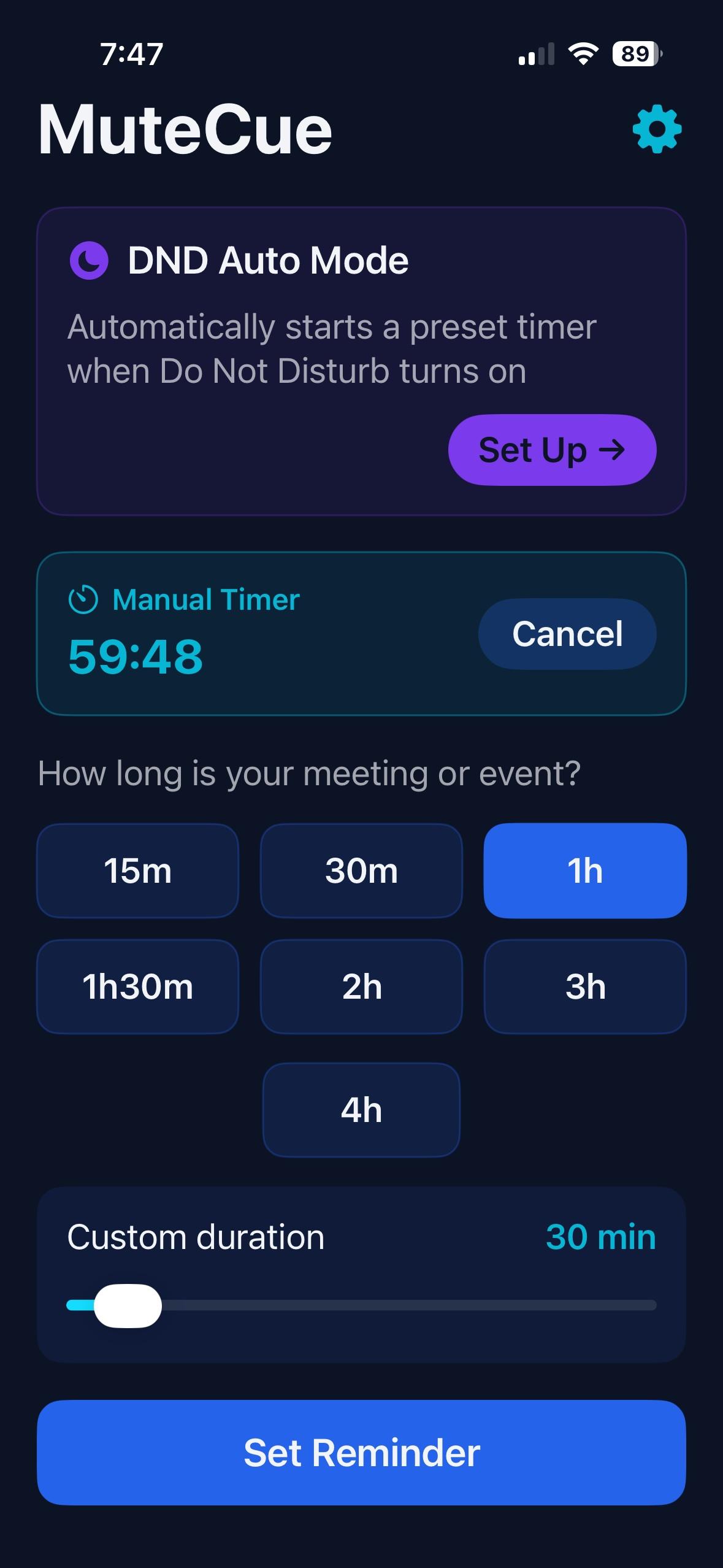 iOS — active timer countdown