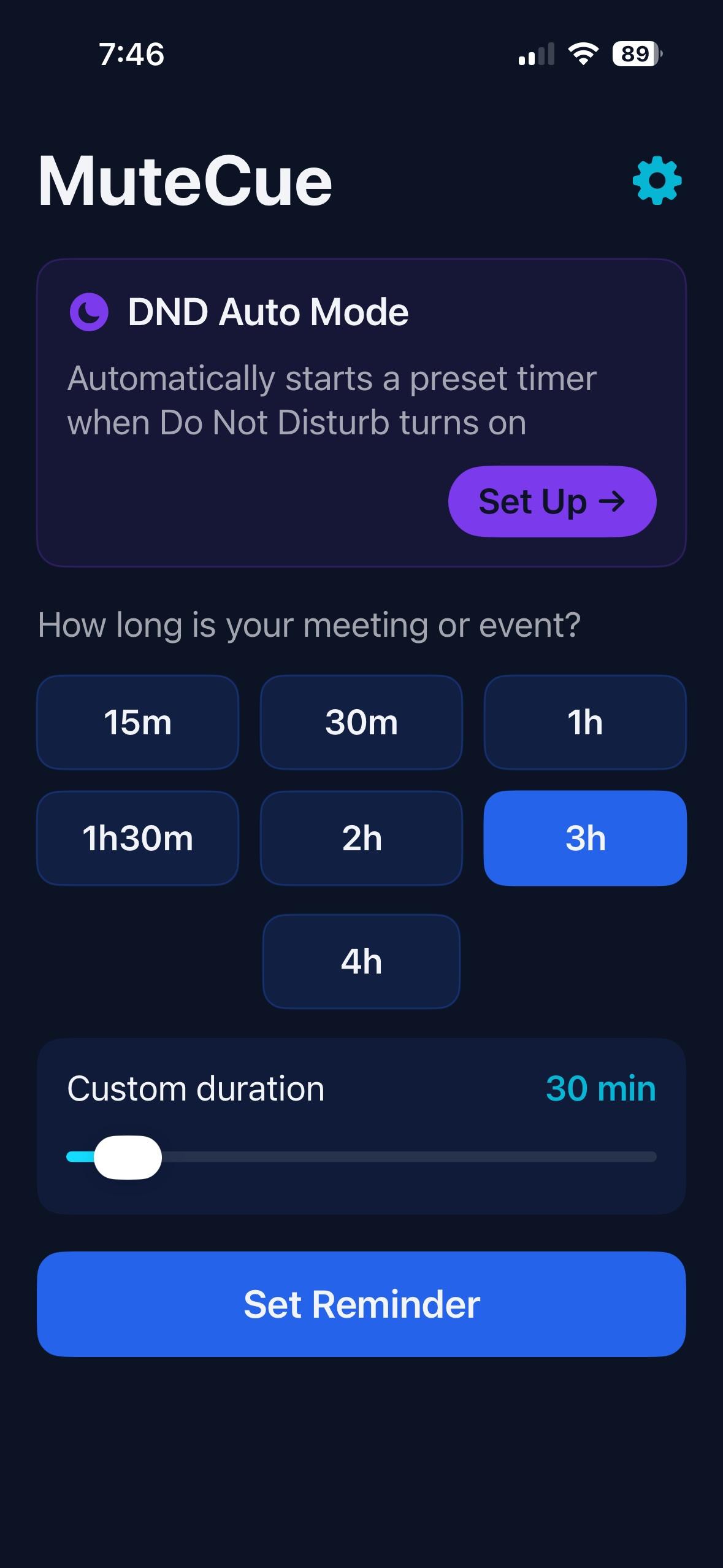 MuteCue duration picker